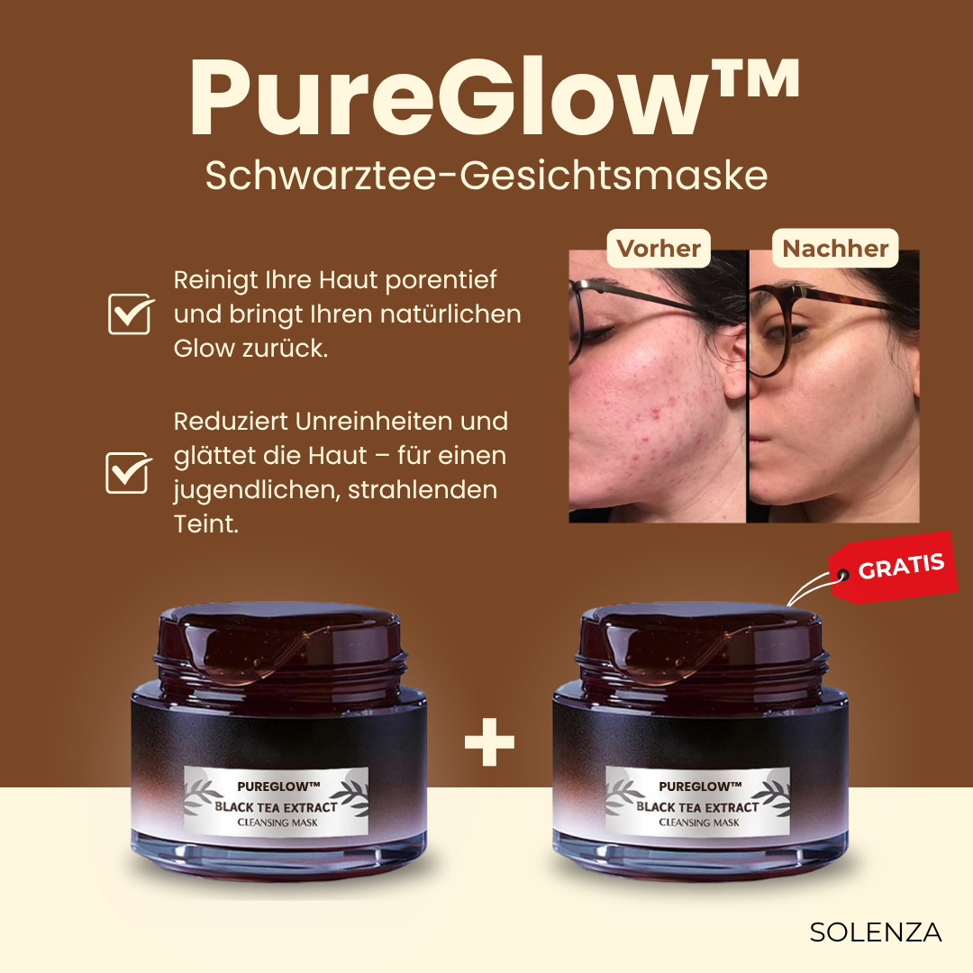 1+1 GRATIS | PureGlow™ Schwarztee-Gesichtsmaske